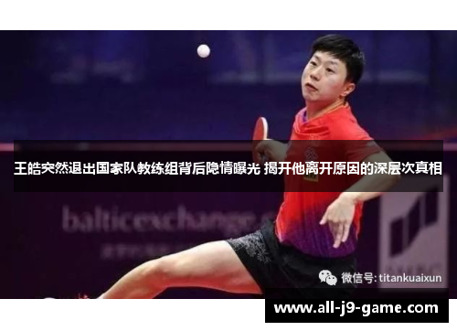 王皓突然退出国家队教练组背后隐情曝光 揭开他离开原因的深层次真相 王皓突然退出国家队教练组背后隐情曝光 揭开他离开原因的深层次真相